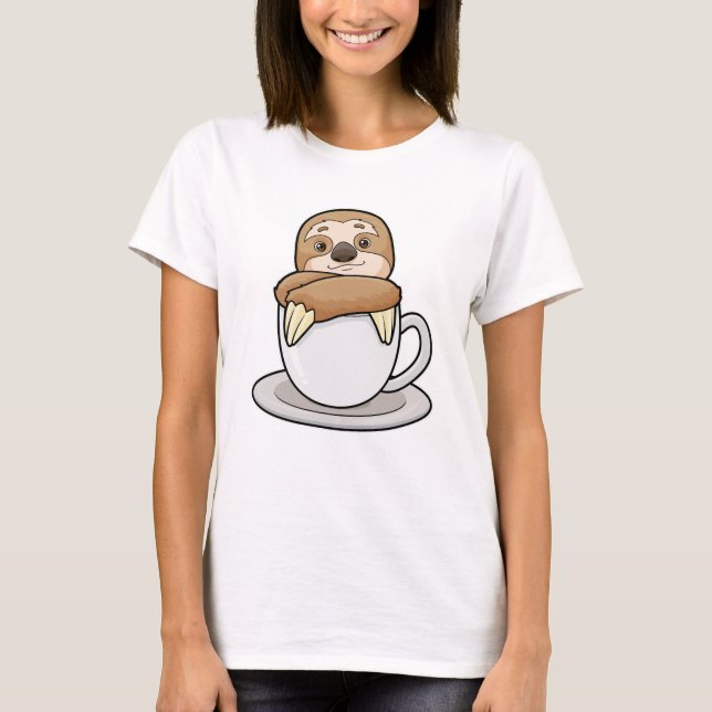 Faultier mit Kaffee-Cup T-Shirt (Vorderseite)