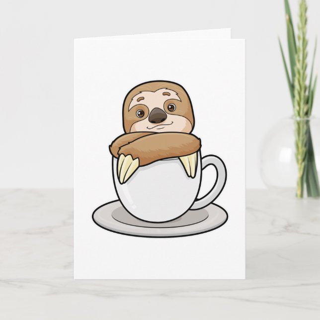 Faultier mit Kaffeetasse Karte (Vorderseite)