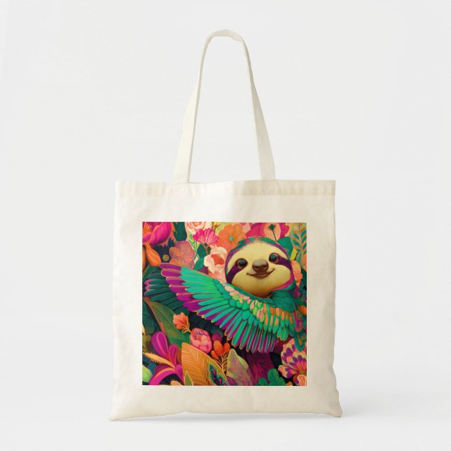 Faultier mit Kolibri - Hybrid-Wesen Tragetasche (Vorne)