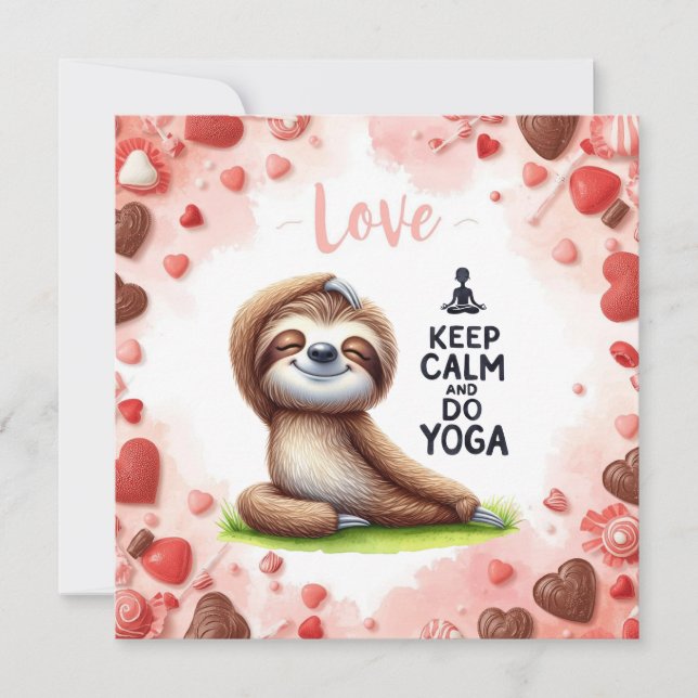 Faultier mit Text LIEBE zum Valentinstag Karte (Vorderseite)