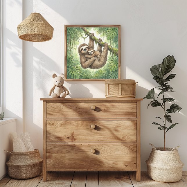 Faultier-Mutter-und-Baby-Kinderzimmer Poster (Von Creator hochgeladen)