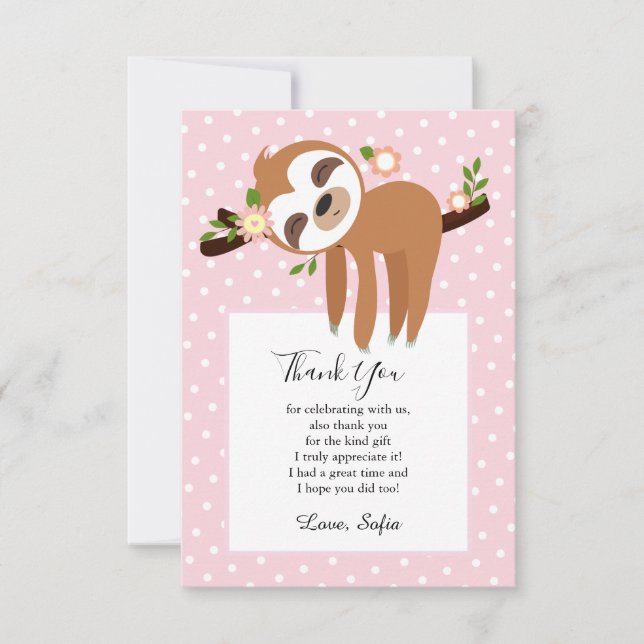 Faultier, niedliches Faultier, Tierdarstellung Dankeskarte (Vorderseite)