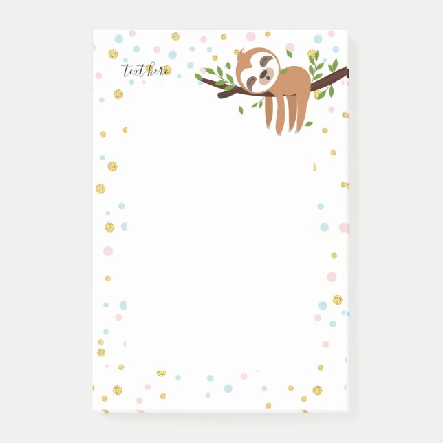 Faultier, niedliches Faultier, Tierdarstellung Post-it Klebezettel (Vorderseite)