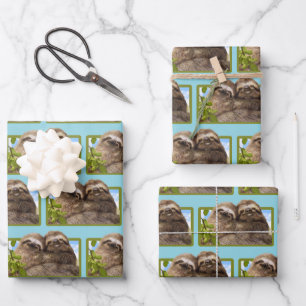 Faultier-Paar Geschenkpapier Set