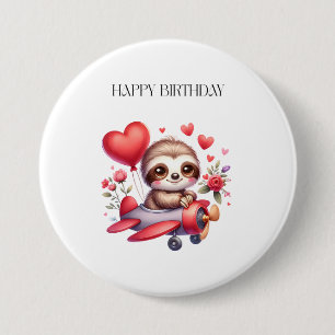 Faultier-Pilot-Geburtstag Button