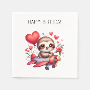 Faultier-Pilot-Geburtstag Serviette