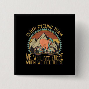 Faultier-Radsportteam Vintage Retro Sonnenuntergan Button