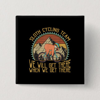 Faultier-Radsportteam Vintage Retro Sonnenuntergan Button