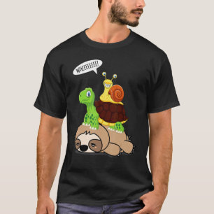 Faultier Reitende Schildkröte Schnecke Süße Tierli T-Shirt