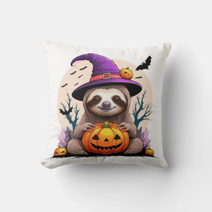 Faultier Rosa Hut Halloween Kissen