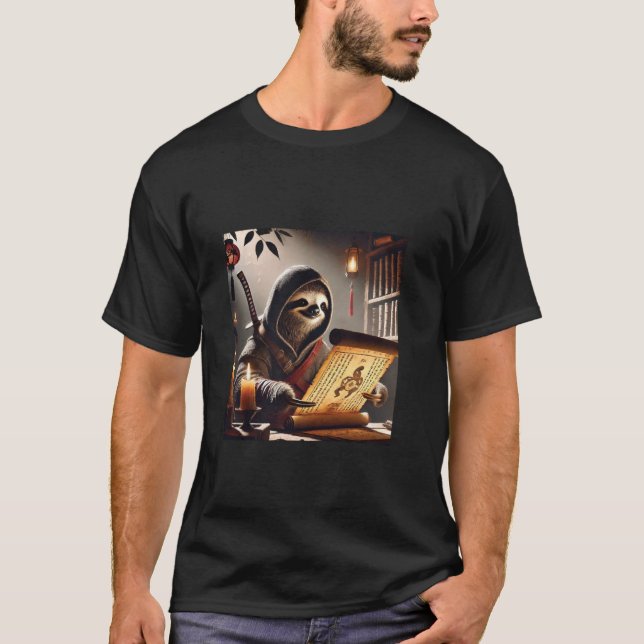 Faultier Samurai Meuchelmörder T-Shirt (Vorderseite)