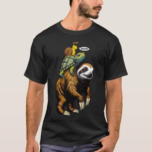 Faultier Schildkröte Schnecke Huckepack Langsames T-Shirt