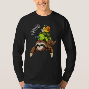 Faultier Schildkröte Schnecke Rückentrag Lauf Reit T-Shirt