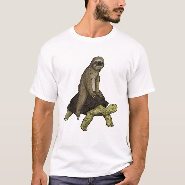 Faultier Schildkröte Shirt Faultier Reitet auf Lan (Vorderseite)