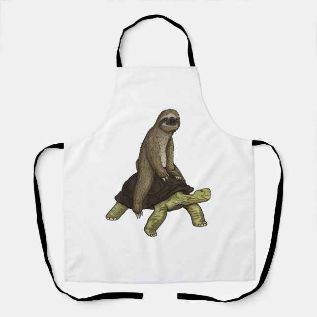 Faultier Schildkröte Shirt Faultier Reitet auf Lan Schürze (Vorderseite)