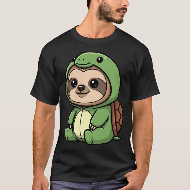 Faultier Schildkröte Süßes Tier Geschenk T-Shirt (Vorderseite)