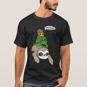 Faultier Schildkröte Und Schnecke Fahren Lustiges T-Shirt
