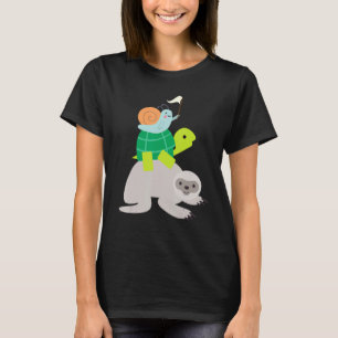 Faultier Schildkröte Und Schnecke Langsam Huckepac T-Shirt