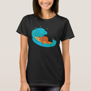 Faultier schlafend auf Surfboard Cool große Welle T-Shirt