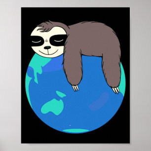 Faultier schläft auf der Erde Lustiges süßes faule Poster