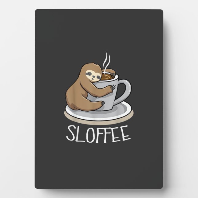 Faultier schläft bei einer Tasse Kaffee Lustiges F Fotoplatte (Vorderseite)