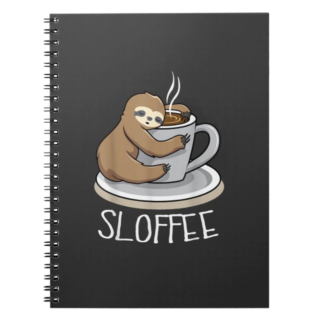 Faultier schläft bei einer Tasse Kaffee Lustiges F Notizblock (Vorderseite)