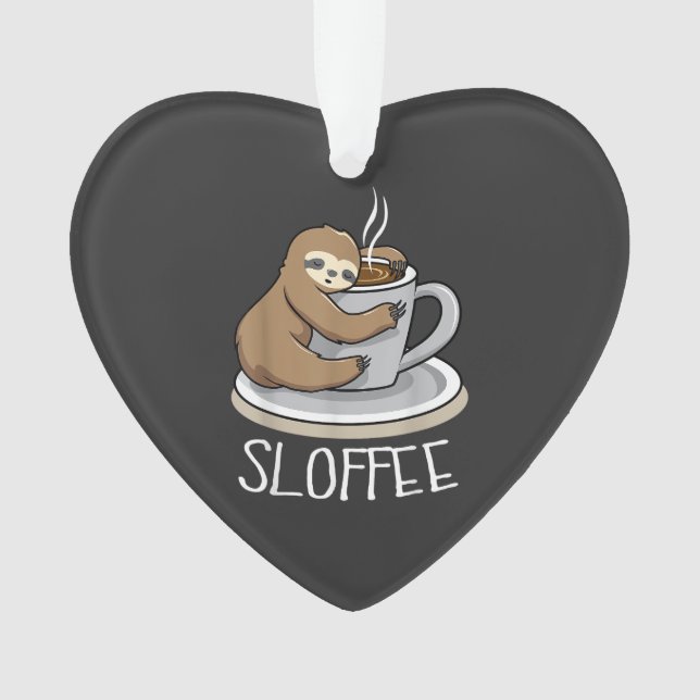 Faultier schläft bei Tasse Kaffee Lustiges Faultie Ornament (Vorderseite)