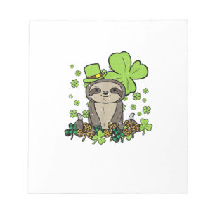 Faultier Shamrock Kariert Leopard St Patricks Day  Notizblock
