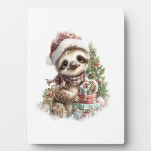 Faultier-Shirt Weihnachten Santa-Hut Fotoplatte