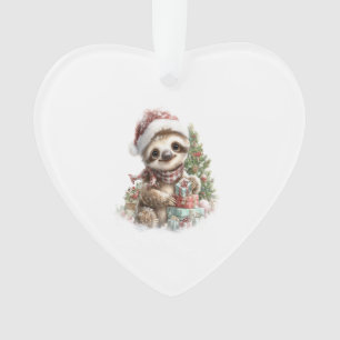 Faultier-Shirt Weihnachten Santa-Hut Ornament