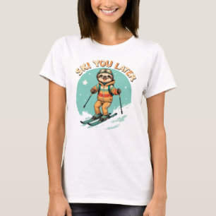 Faultier Skifahren - Lustiger Winter Faultier Skif T-Shirt