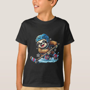 Faultier spielt Eishockey Kinder Jungen Mädchen Lu T-Shirt