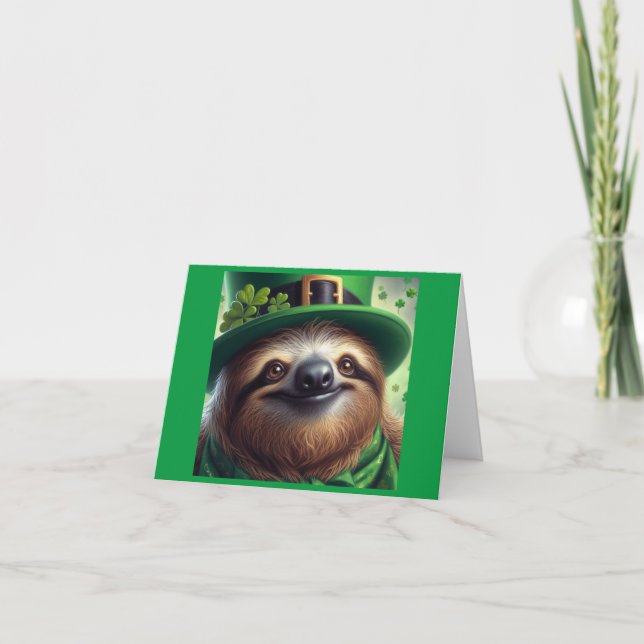 Faultier St. Patrick's Day Karte (Vorderseite)