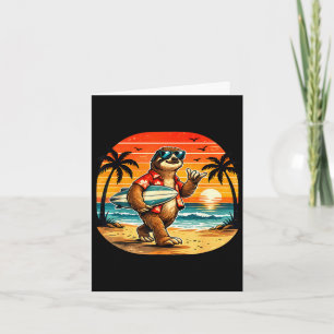 Faultier Surfer Hawaii Welle Surfen Strand Karte