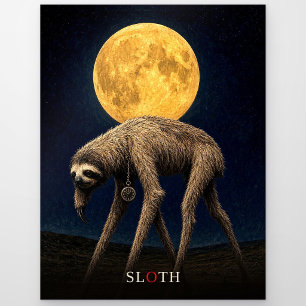 Faultier-Taschenuhr gothic Surreal Postkarte