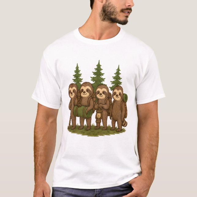 Faultier Team Faultier Wandern Camping T-Shirt (Vorderseite)