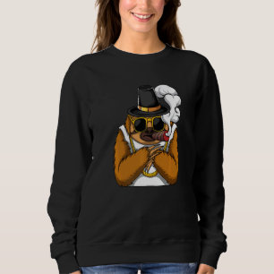 Faultier-Tier raucht Zigaretten im Stil eines Hip- Sweatshirt
