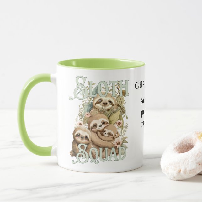 Faultier-Truppe, bezauberndes individuelles Faulti Tasse (Mit Donut)