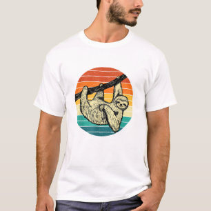 Faultier umarmt Ast - Retro Vintage Tierliebhaber T-Shirt