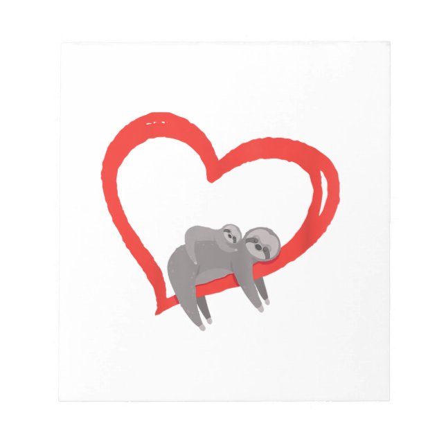 Faultier Valentinstag, Frauen Faultier Valentinsta Notizblock (Vorderseite)