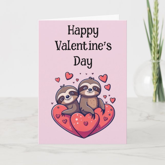 Faultier-Valentinstag Karte (Vorderseite)
