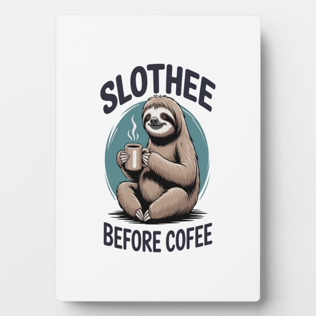 Faultier vor Kaffee Sublimation Fotoplatte (Vorderseite)