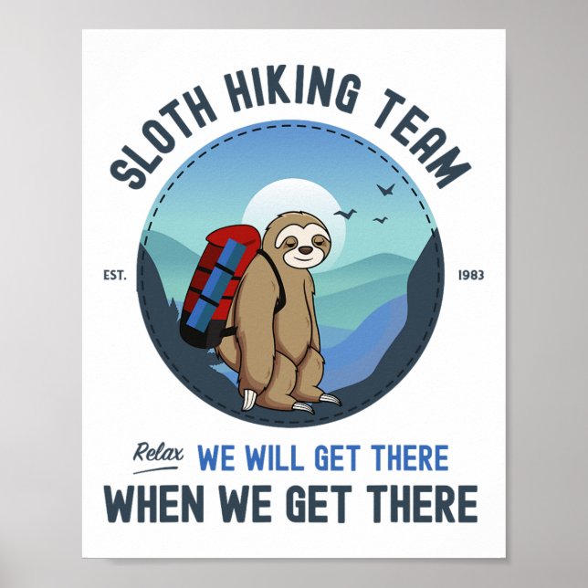 Faultier Wandern Poster (Vorne)