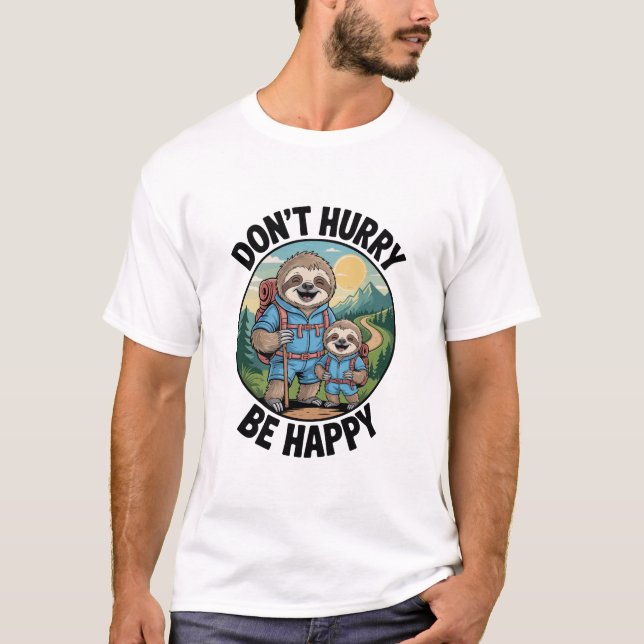 Faultier-Wanderteam Eile nicht, sei glücklich Geni T-Shirt (Vorderseite)