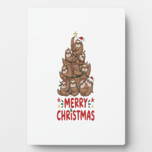 Faultier-Weihnachtsbaum Frohe Feiertage Fotoplatte