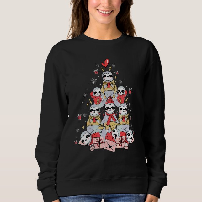 Faultier Weihnachtsbaum Xmas Sweatshirt (Vorderseite)