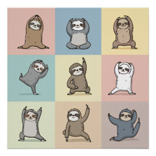 Faultier Yoga Raster Poster