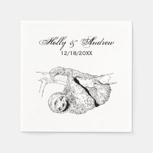 Faultier-Zeichnung Lithographie #1 Serviette