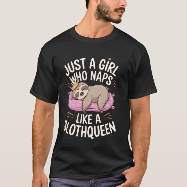 Faultierkönigin Napping Crown Kunst T-Shirt (Vorderseite)