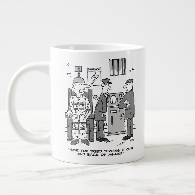 Faulty Electric Chair Cartoon - Funny Jumbo-Tasse (Links)
